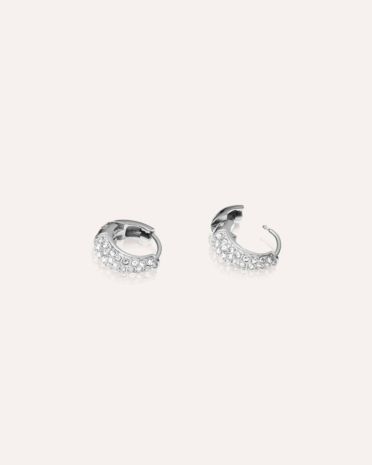 Pavé precious mini hoops