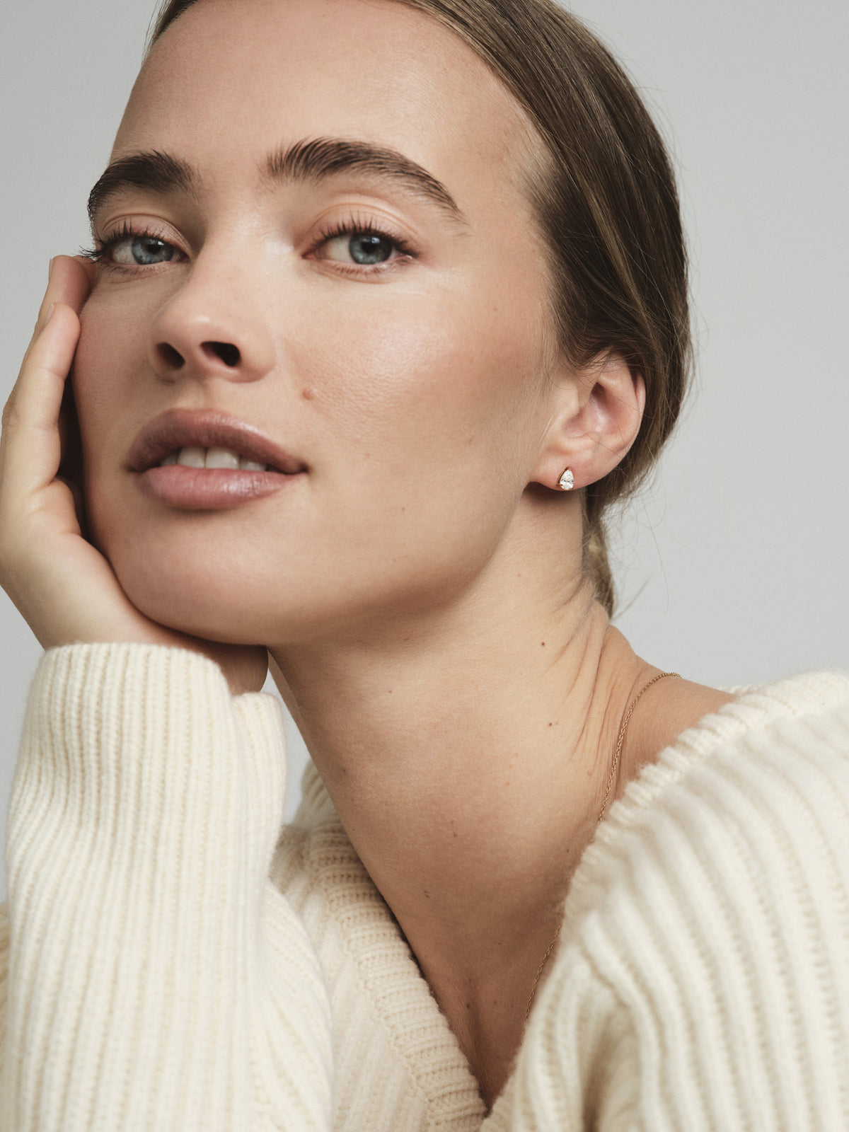 Belle White Medium Studs