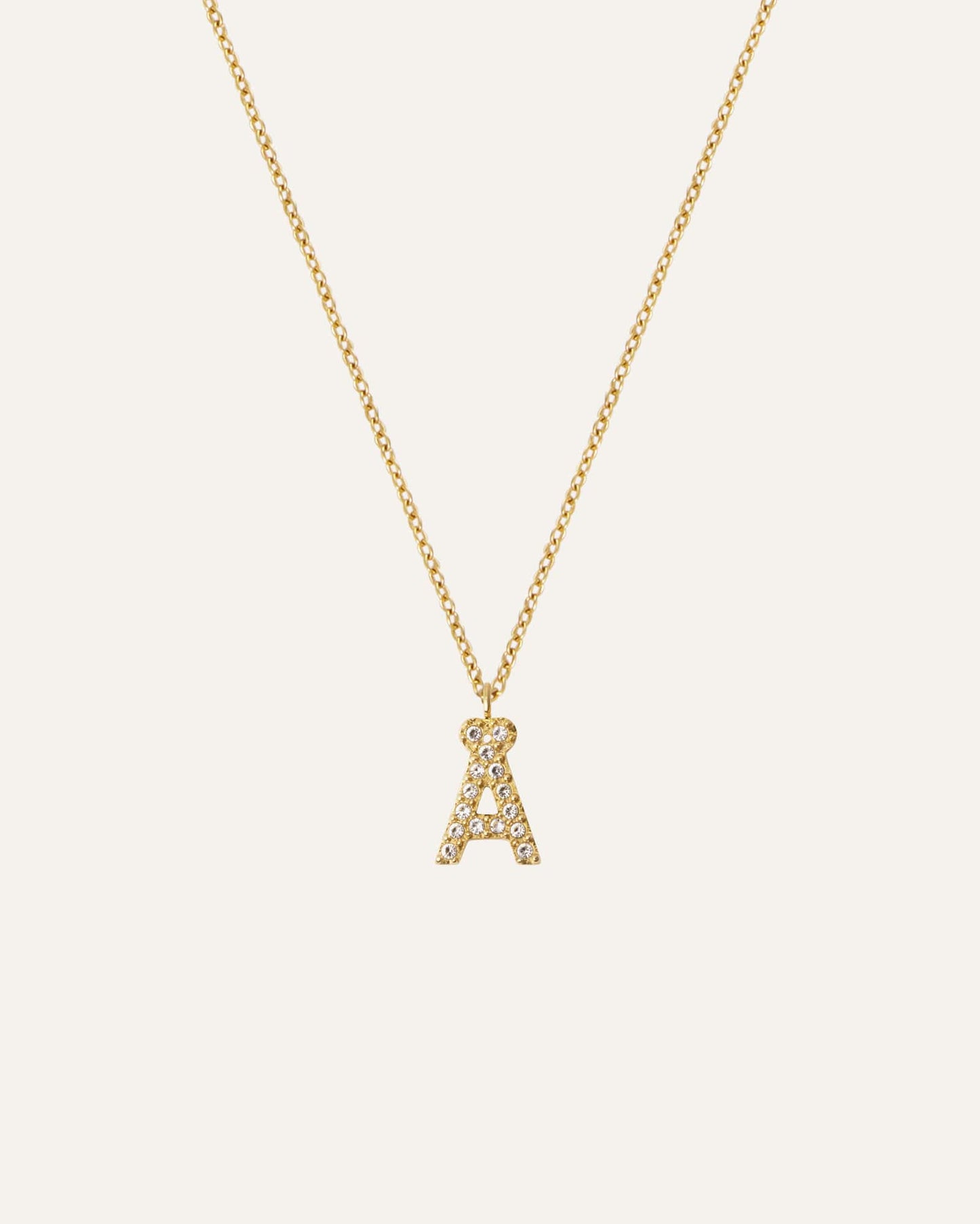 Petite Stone Letter Gold Necklace