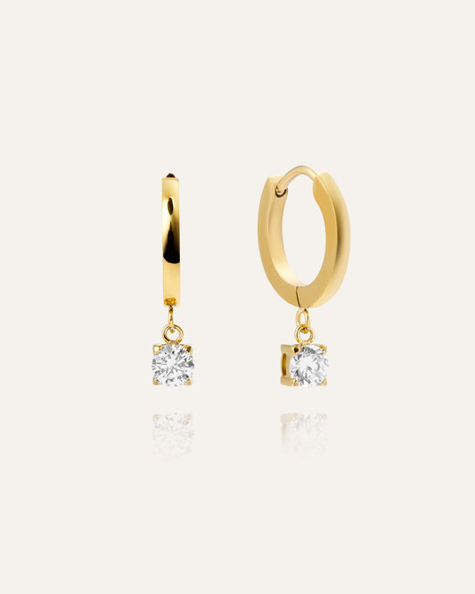 Jolie Gold Hoops - White