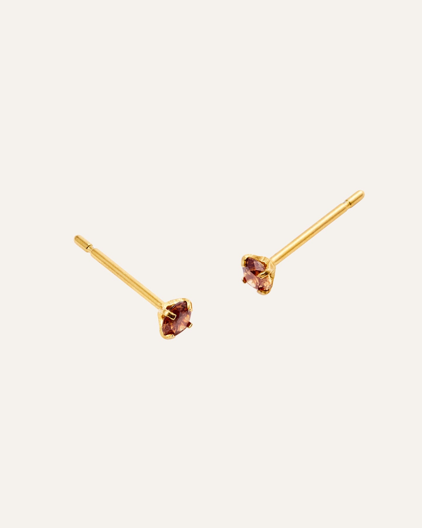 Jolie Gold Small Studs - Coffee