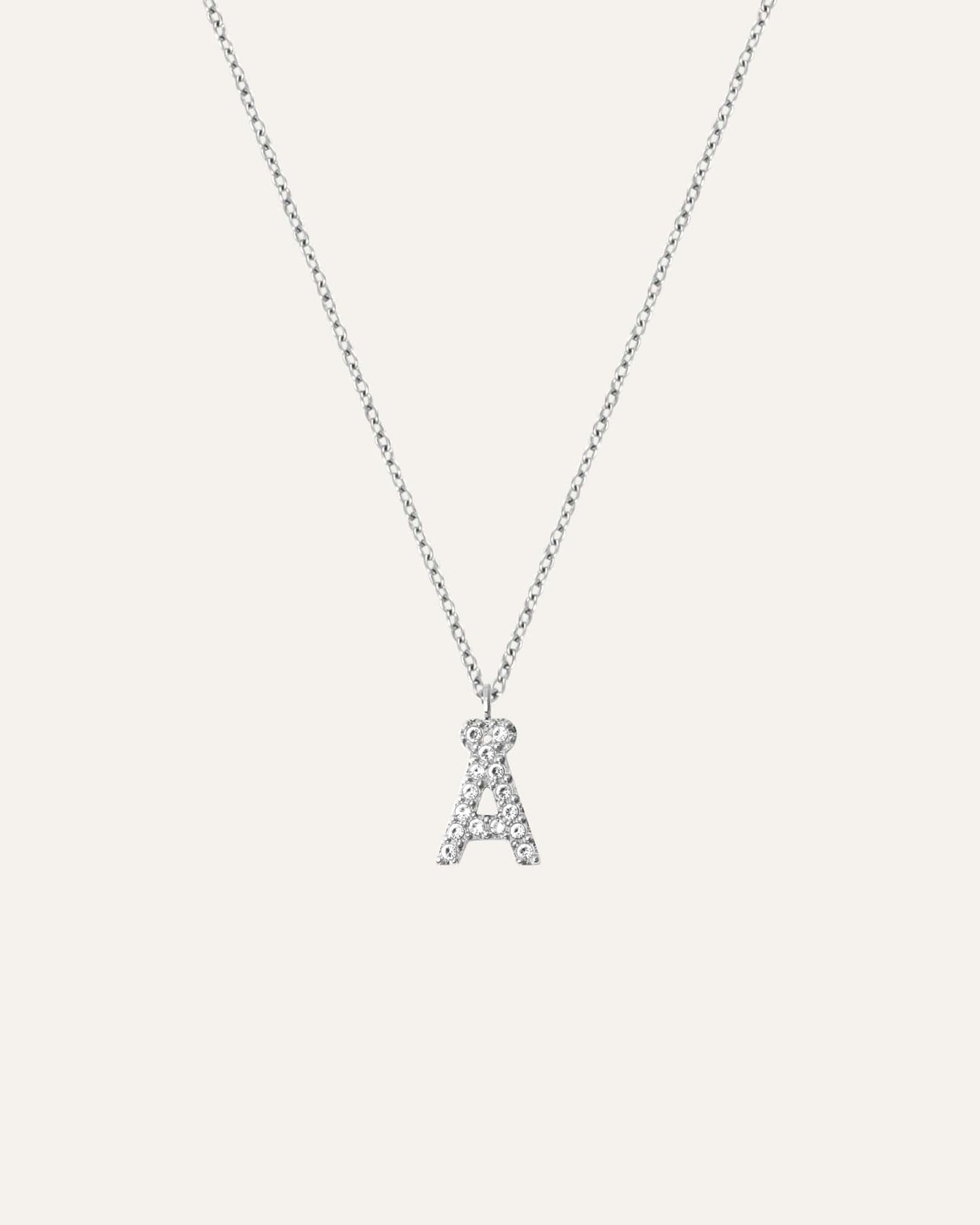 Petite Stone Letter Silver Necklace