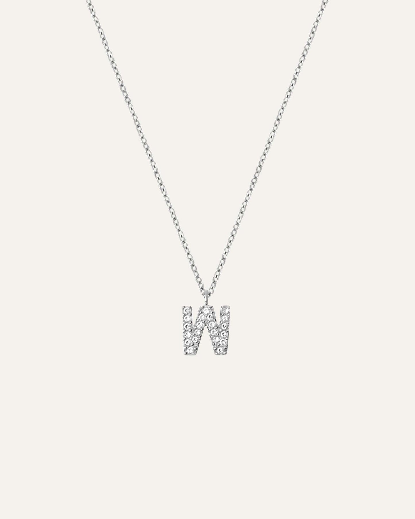 Petite Stone Letter Silver Necklace