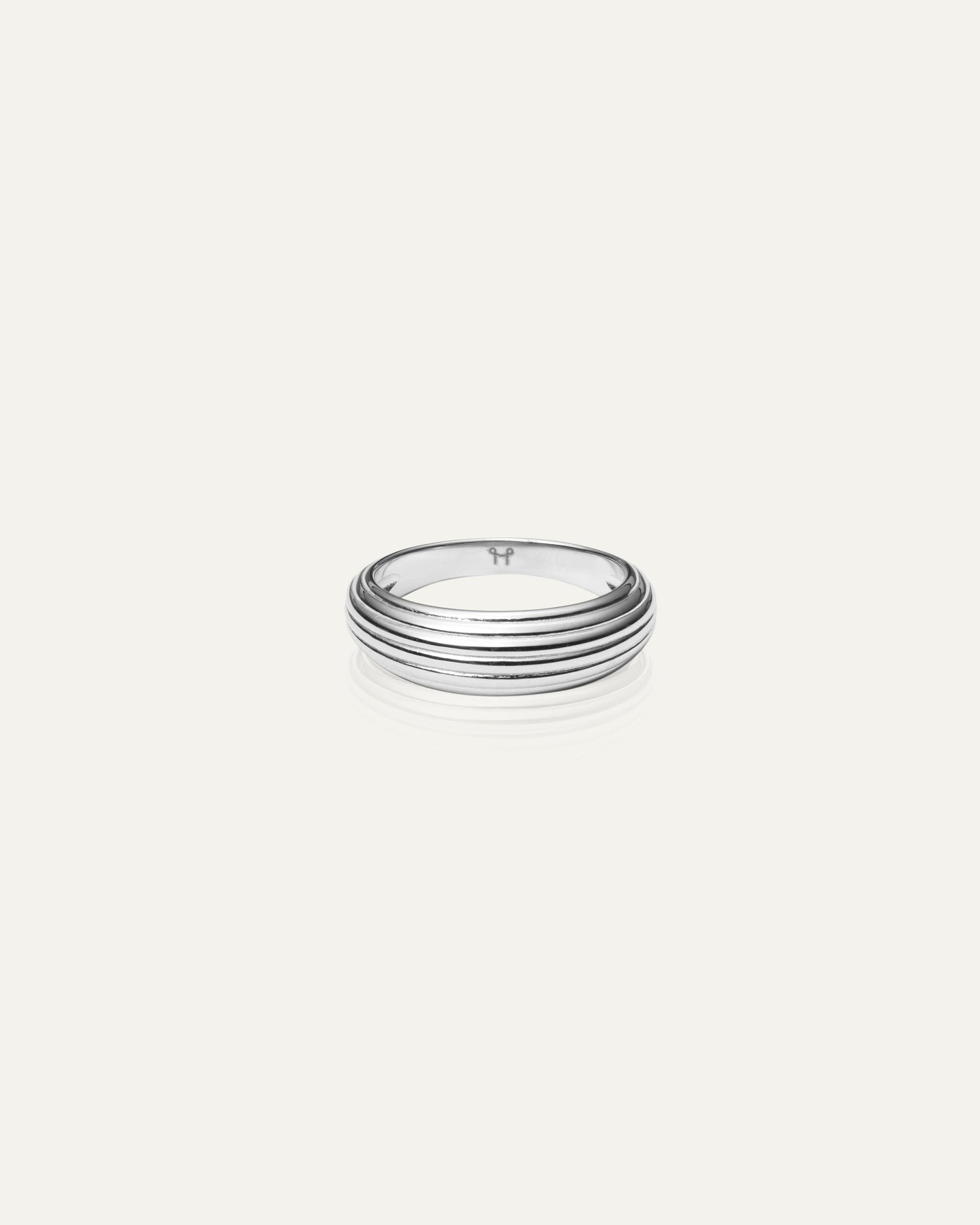 Edge Ribbed Silver Ring