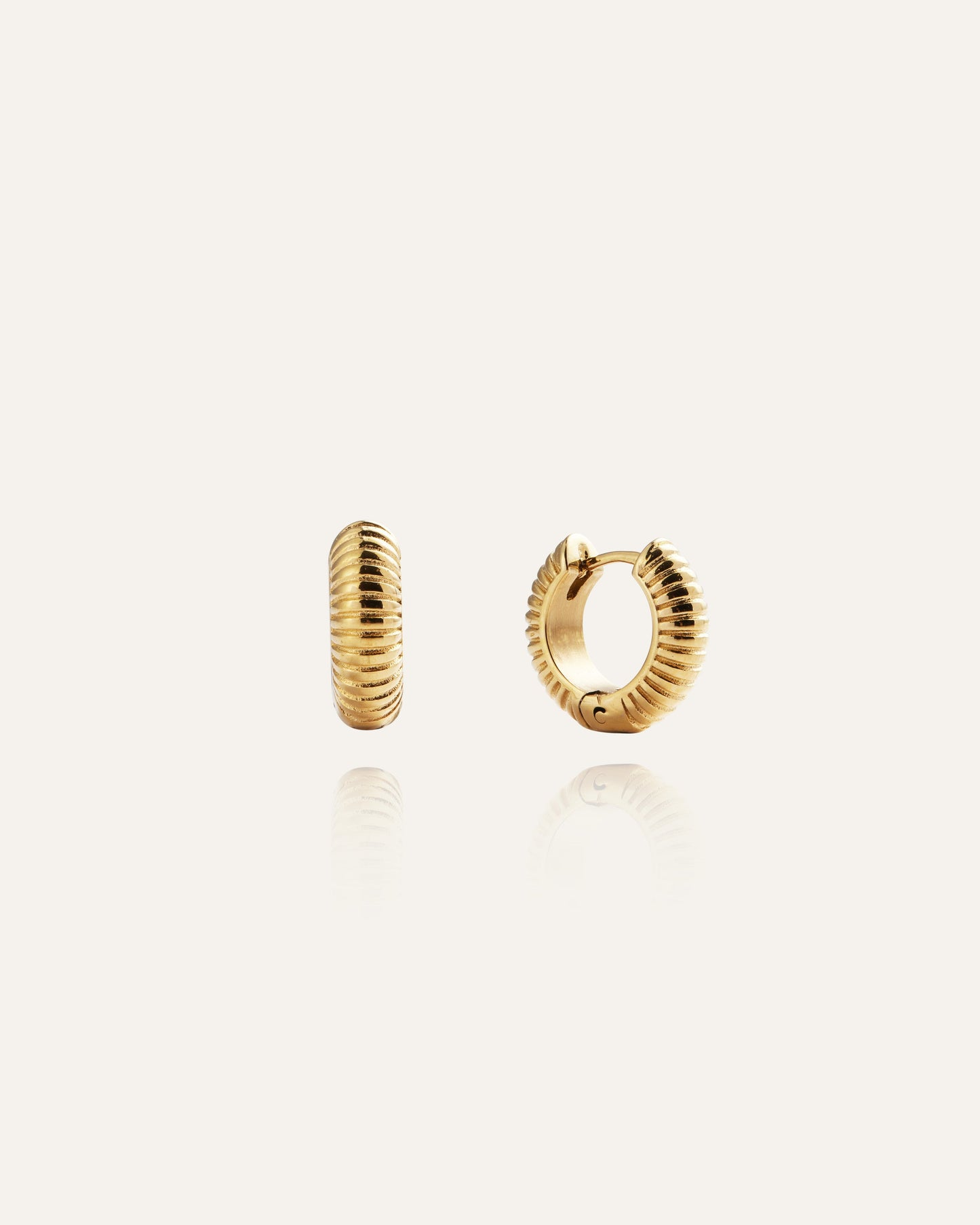 Ribbed Hoops Gold Small